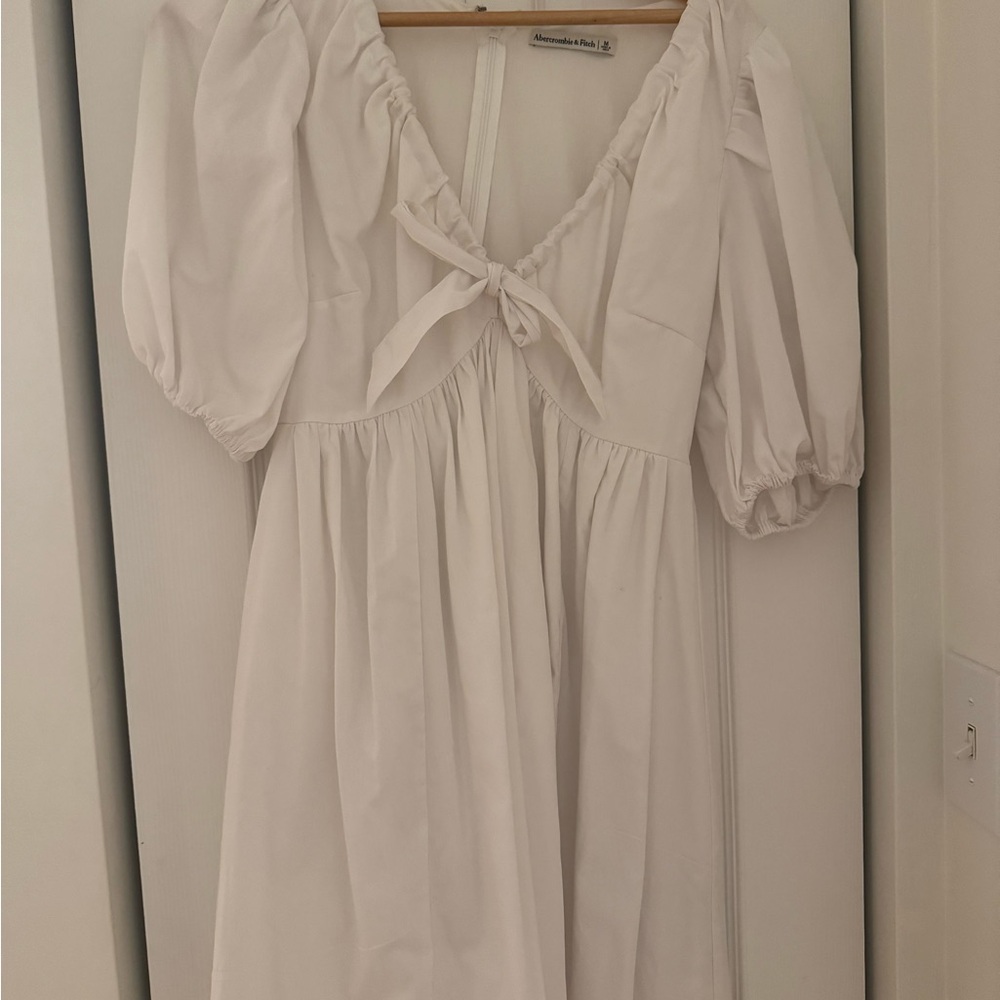 Abercrombie & Fitch White Puff Sleeve Mini Dress